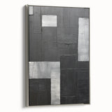 Modern Minimalist Wall Art – Geometric Black and Silver Abstract Design