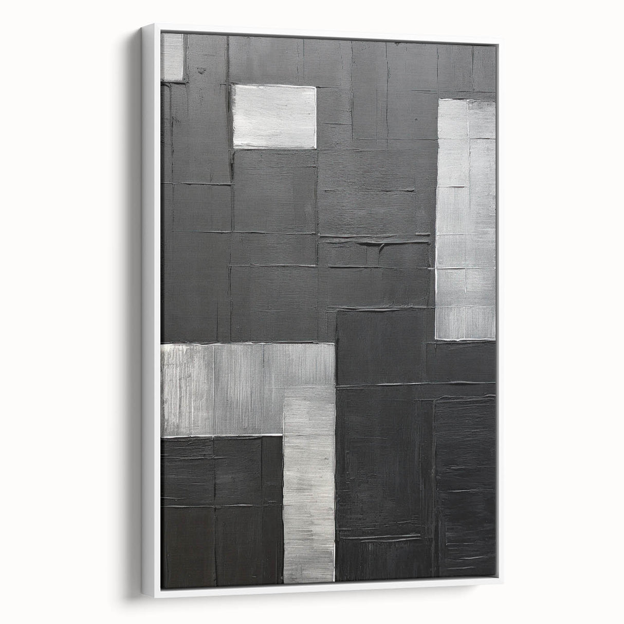 Modern Minimalist Wall Art – Geometric Black and Silver Abstract Design