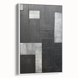 Modern Minimalist Wall Art – Geometric Black and Silver Abstract Design