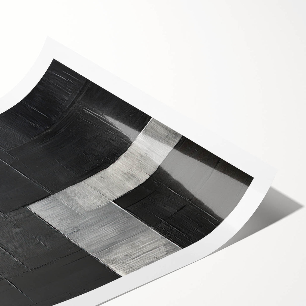 Modern Minimalist Wall Art – Geometric Black and Silver Abstract Design