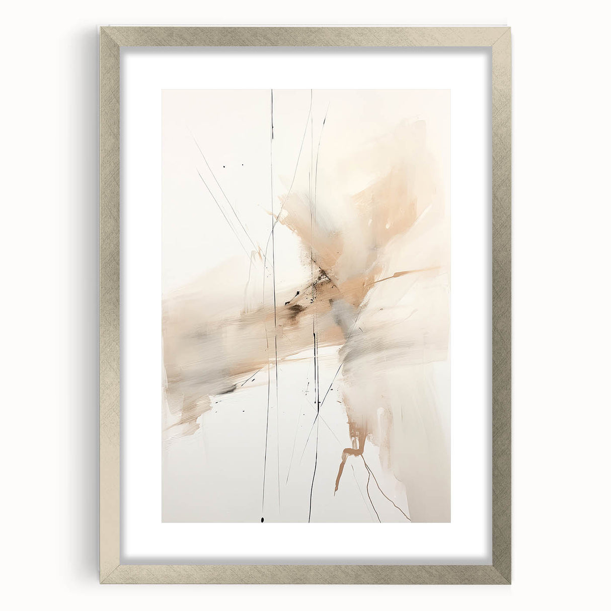 Elegant Minimalist Wall Art – Abstract Beige and White Modern Design
