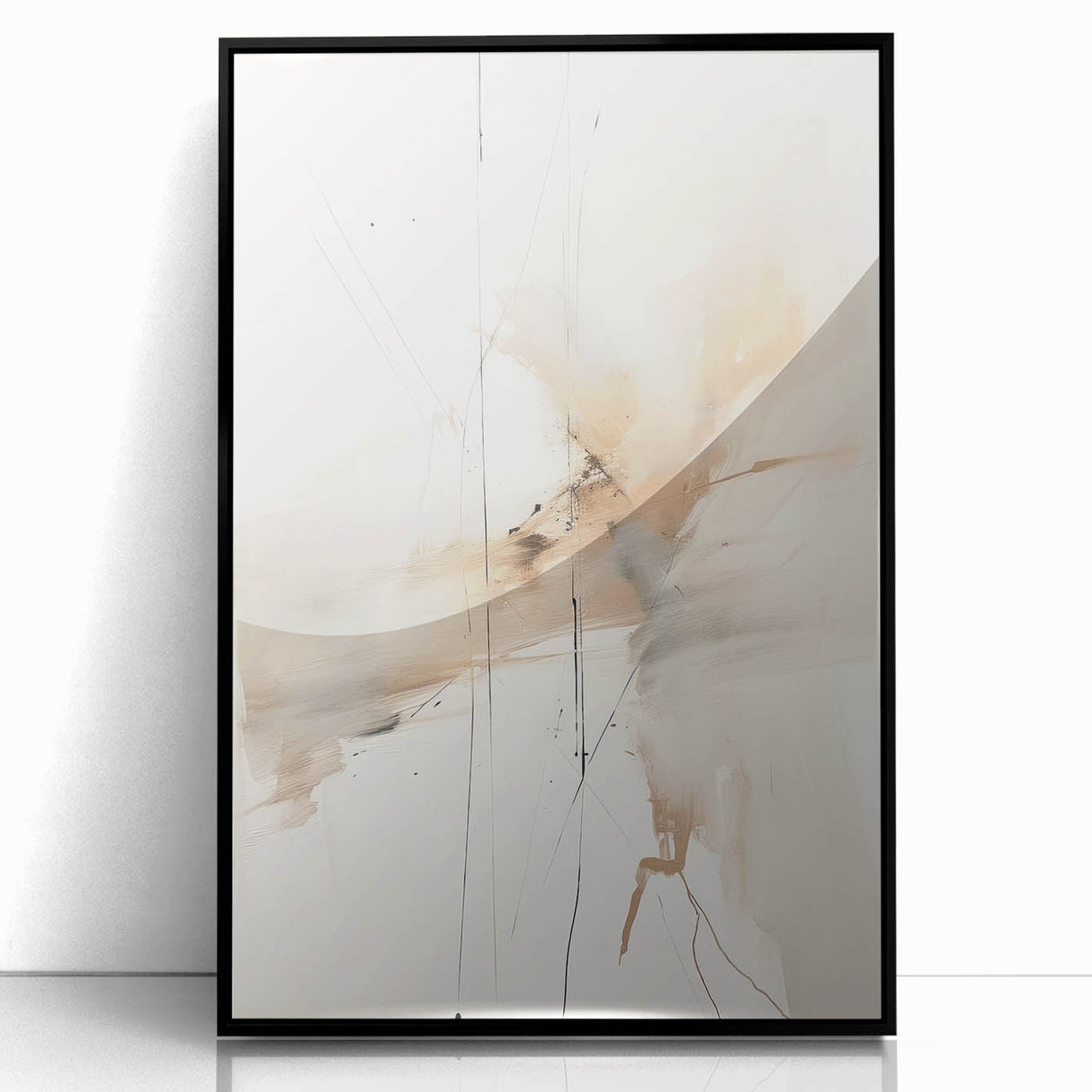 Elegant Minimalist Wall Art – Abstract Beige and White Modern Design