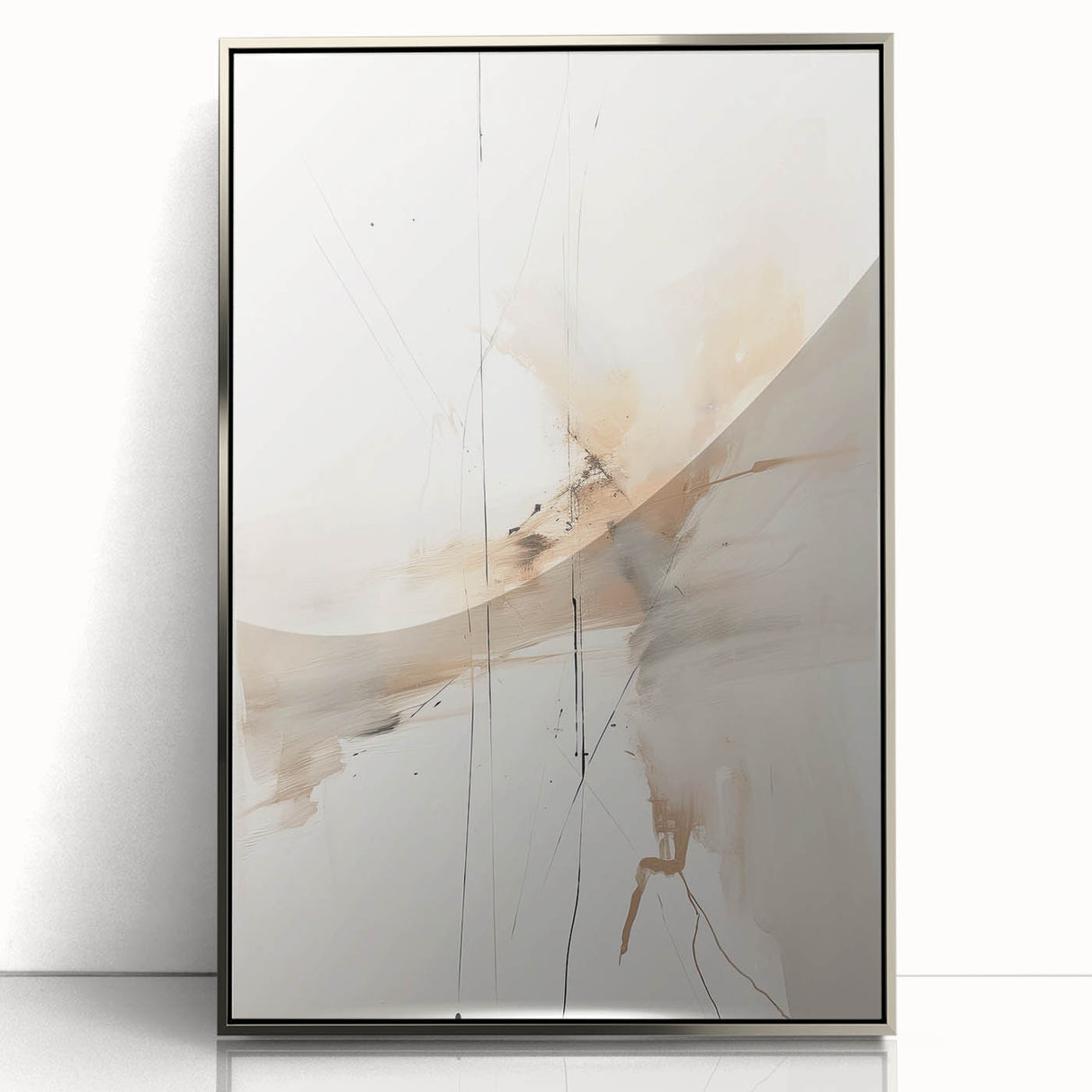 Elegant Minimalist Wall Art – Abstract Beige and White Modern Design