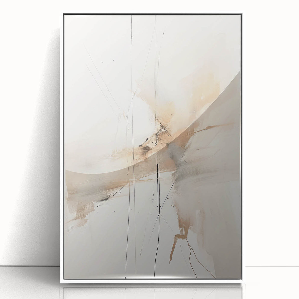 Elegant Minimalist Wall Art – Abstract Beige and White Modern Design