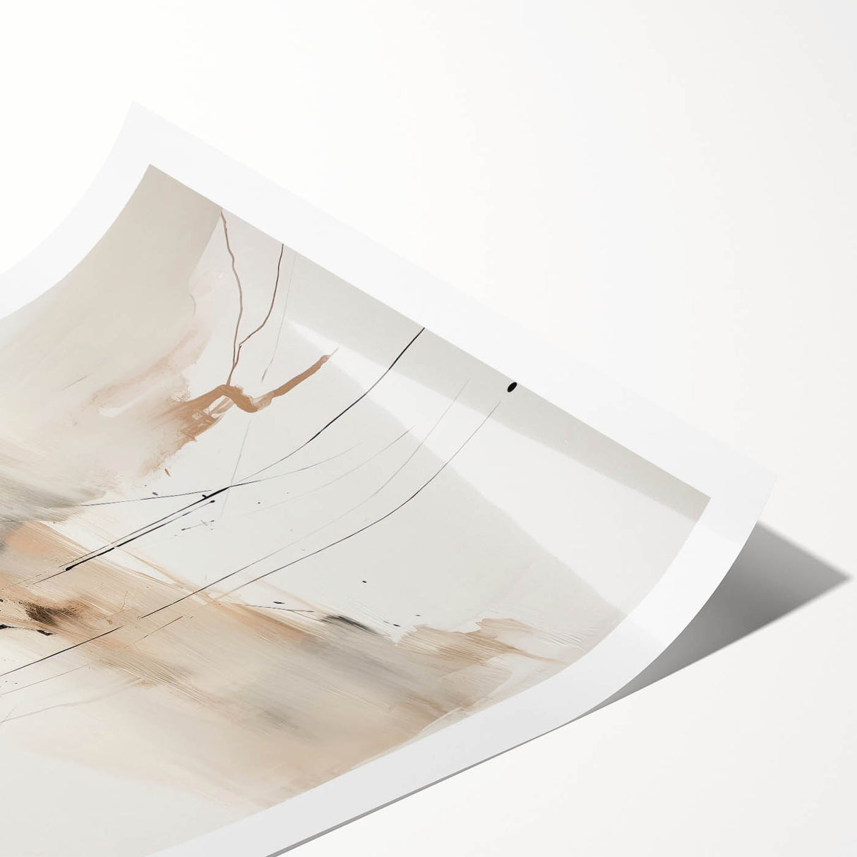 Elegant Minimalist Wall Art – Abstract Beige and White Modern Design