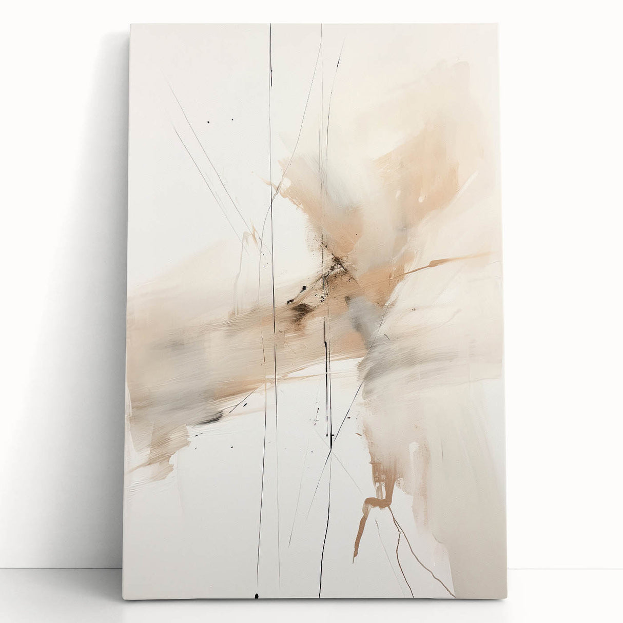 Elegant Minimalist Wall Art – Abstract Beige and White Modern Design