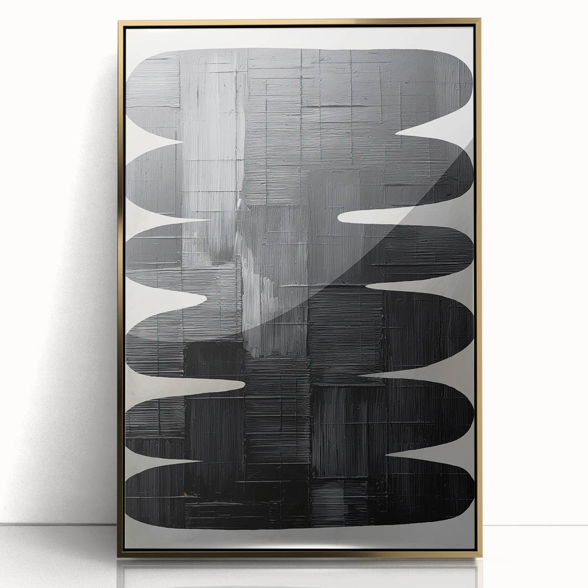 Minimalist Black Abstract Wall Art – Modern Curved Line Design