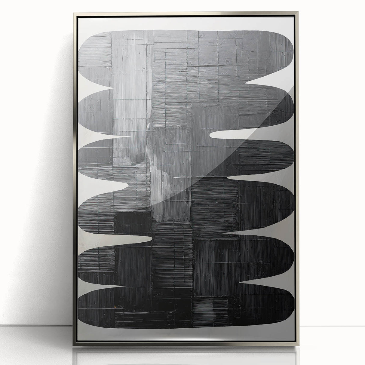 Minimalist Black Abstract Wall Art – Modern Curved Line Design