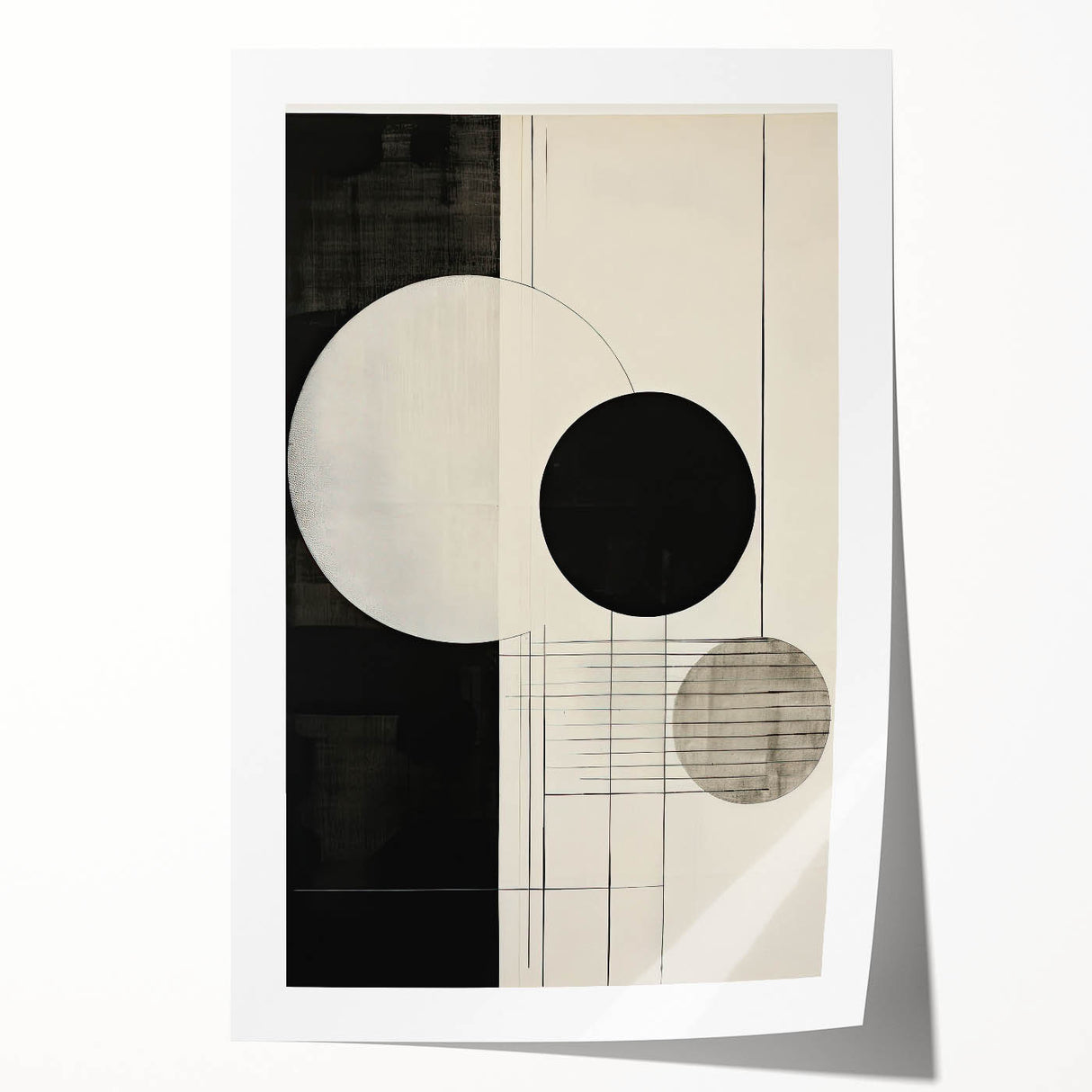 Minimalist Wall Art – Modern Black and White Geometric Circle Design