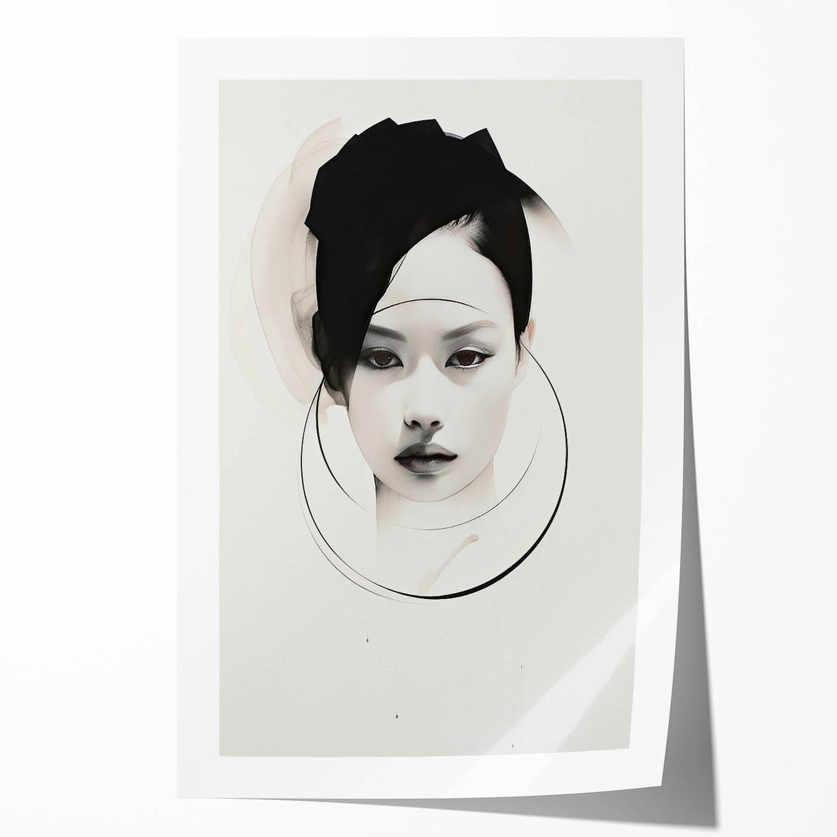 Minimalist Portrait Wall Art – Abstract Black and White Female Silhouette