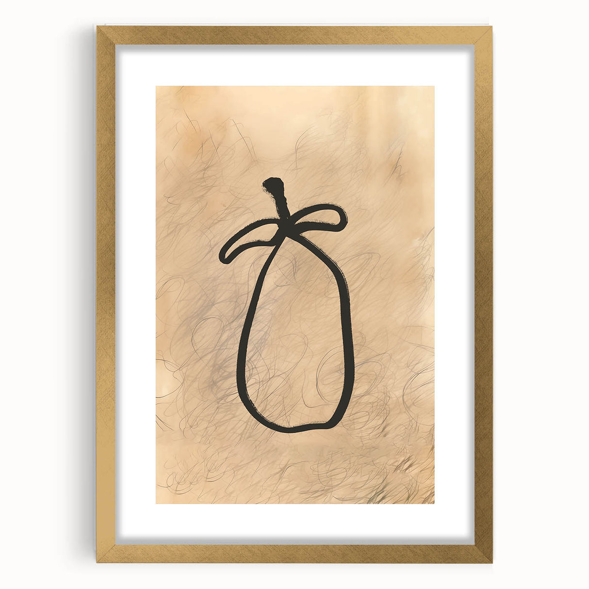 Minimalist Abstract Line Art: Organic Shape with Neutral Background