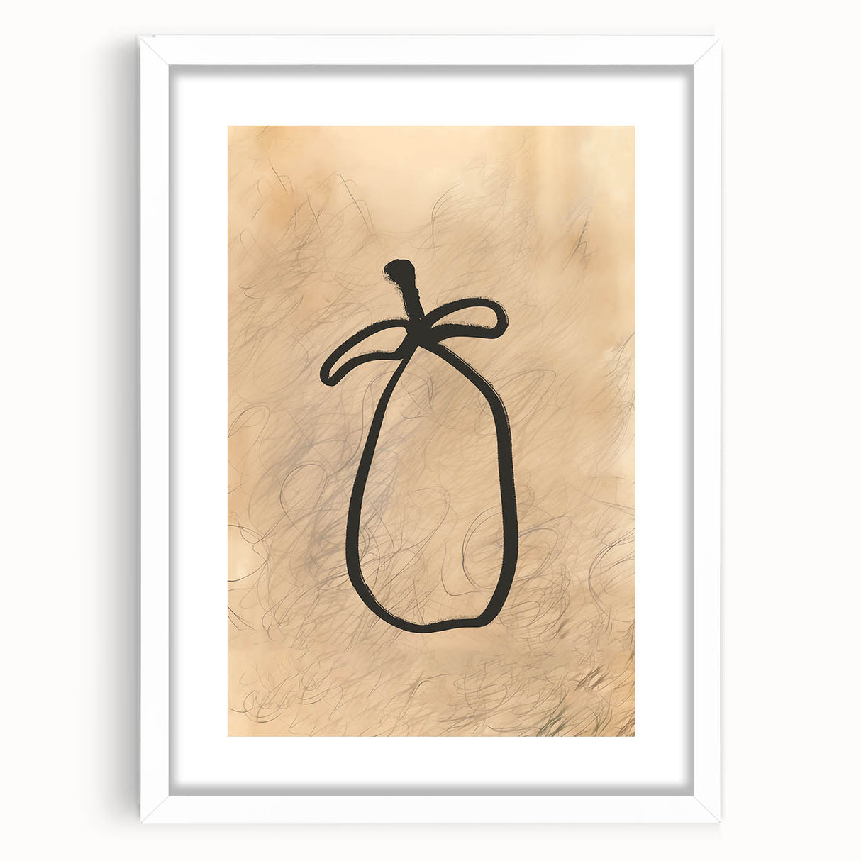 Minimalist Abstract Line Art: Organic Shape with Neutral Background