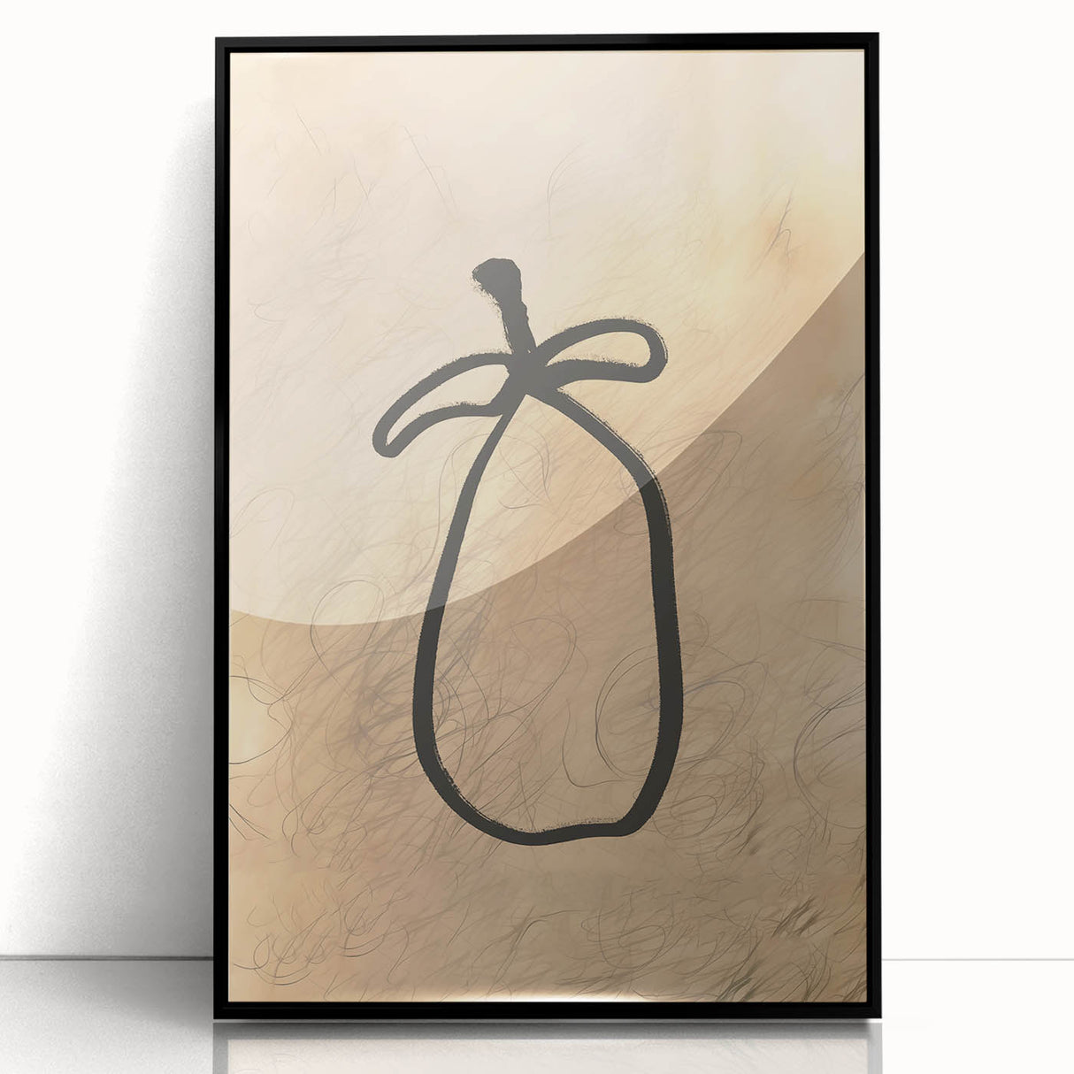 Minimalist Abstract Line Art: Organic Shape with Neutral Background