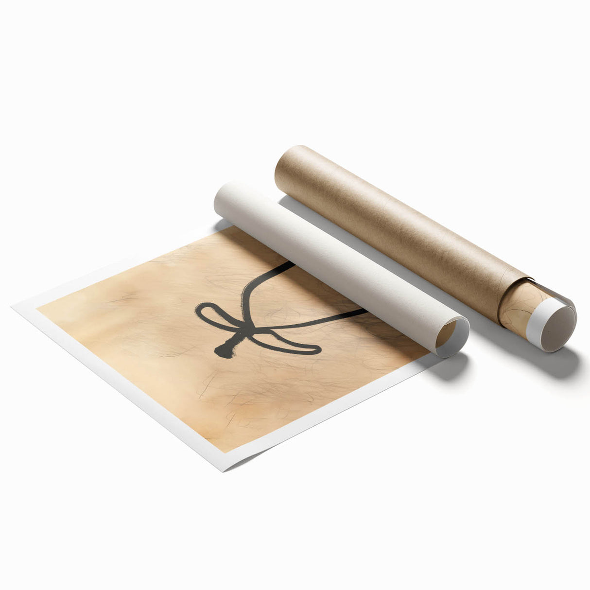 Minimalist Abstract Line Art: Organic Shape with Neutral Background