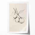 Minimalist Botanical Line Art: Sketch of Apples on Branch in Neutral Tones