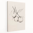 Minimalist Botanical Line Art: Sketch of Apples on Branch in Neutral Tones