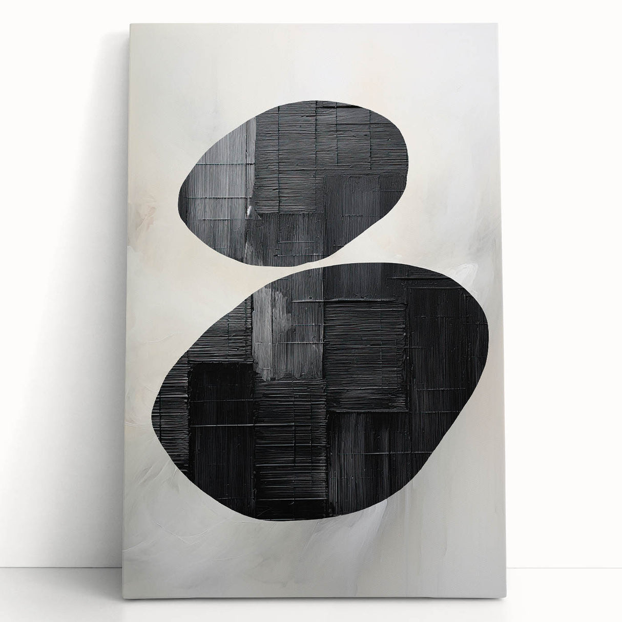 Minimalist Abstract Wall Art – Black Organic Shapes on White Canvas