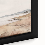 Minimalist Landscape Art: Tranquil Coastal Scene in Neutral Tones