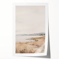 Minimalist Landscape Art: Tranquil Coastal Scene in Neutral Tones