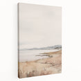 Minimalist Landscape Art: Tranquil Coastal Scene in Neutral Tones