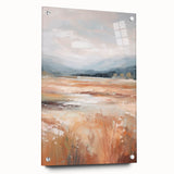 Minimalist Landscape Art: Warm Autumn Fields in Soft Abstract Tones