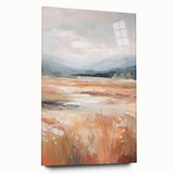 Minimalist Landscape Art: Warm Autumn Fields in Soft Abstract Tones