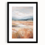 Minimalist Landscape Art: Warm Autumn Fields in Soft Abstract Tones