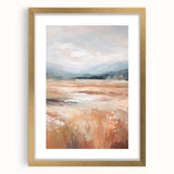 Minimalist Landscape Art: Warm Autumn Fields in Soft Abstract Tones