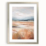 Minimalist Landscape Art: Warm Autumn Fields in Soft Abstract Tones