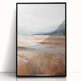 Minimalist Landscape Art: Warm Autumn Fields in Soft Abstract Tones