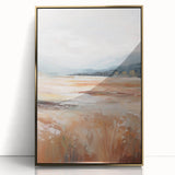 Minimalist Landscape Art: Warm Autumn Fields in Soft Abstract Tones