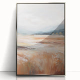 Minimalist Landscape Art: Warm Autumn Fields in Soft Abstract Tones