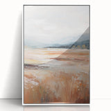 Minimalist Landscape Art: Warm Autumn Fields in Soft Abstract Tones