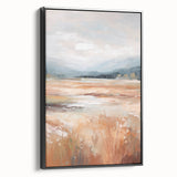 Minimalist Landscape Art: Warm Autumn Fields in Soft Abstract Tones