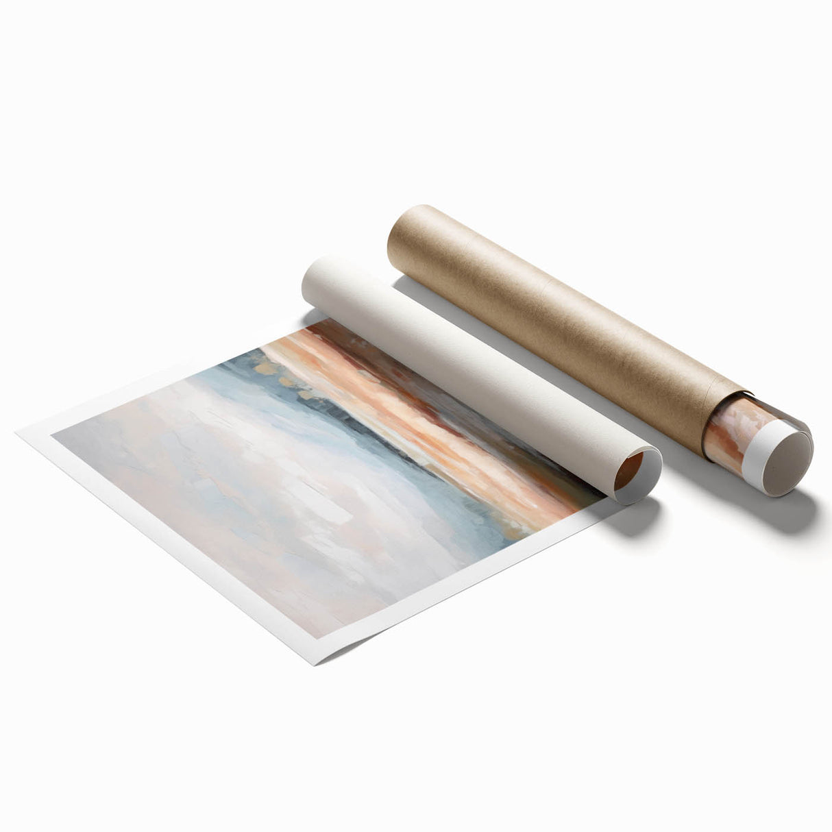 Minimalist Landscape Art: Warm Autumn Fields in Soft Abstract Tones