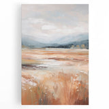 Minimalist Landscape Art: Warm Autumn Fields in Soft Abstract Tones