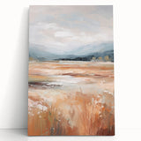 Minimalist Landscape Art: Warm Autumn Fields in Soft Abstract Tones