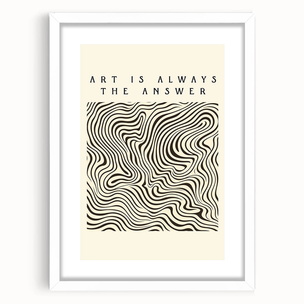 Minimalist Abstract Art: "Art is Always the Answer" Wavy Line Design