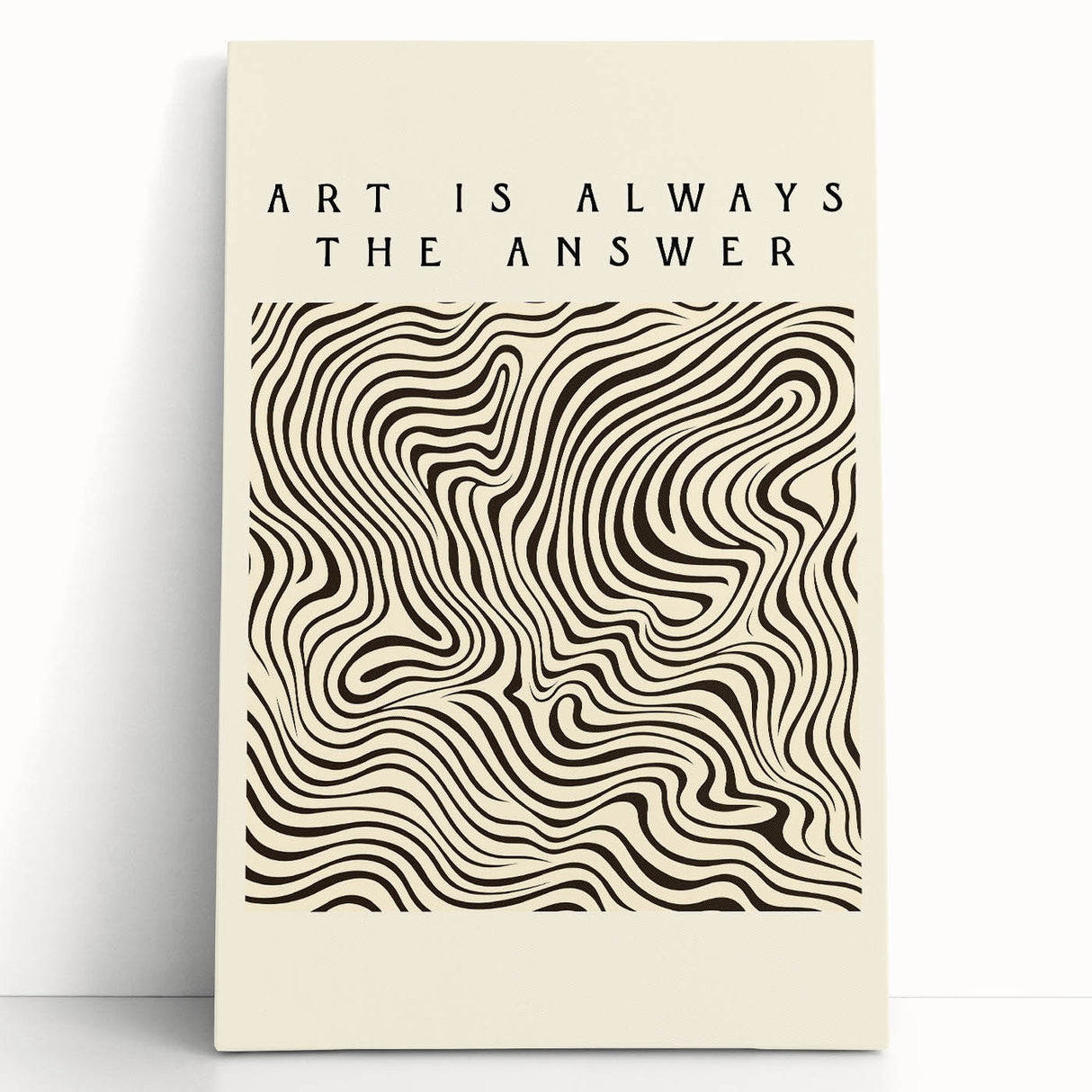 Minimalist Abstract Art: "Art is Always the Answer" Wavy Line Design