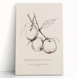 Minimalist Botanical Art: "Homegrown Fruit" Apple Branch Sketch in Neutral Tones
