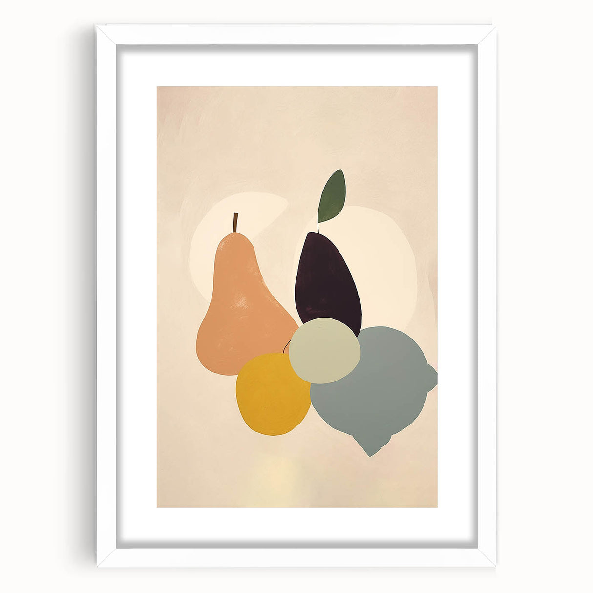 Minimalist Abstract Fruit Art: Bold Shapes and Soft Tones