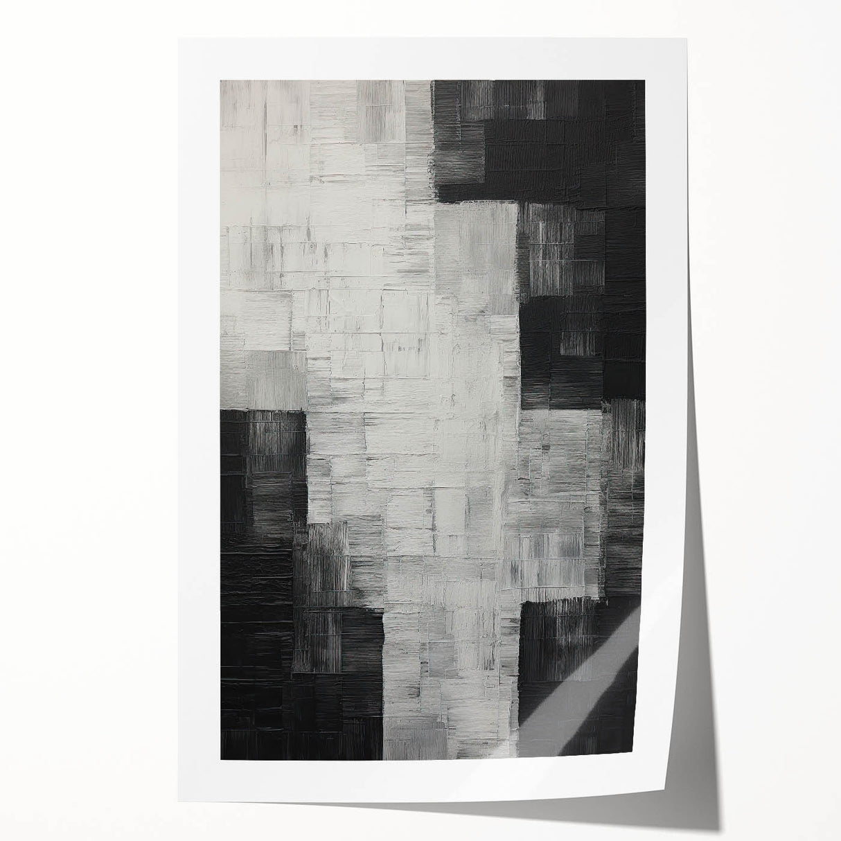 Abstract Minimalist Wall Art – Black, White, and Gray Geometric Design