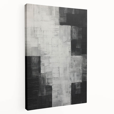 Abstract Minimalist Wall Art – Black, White, and Gray Geometric Design