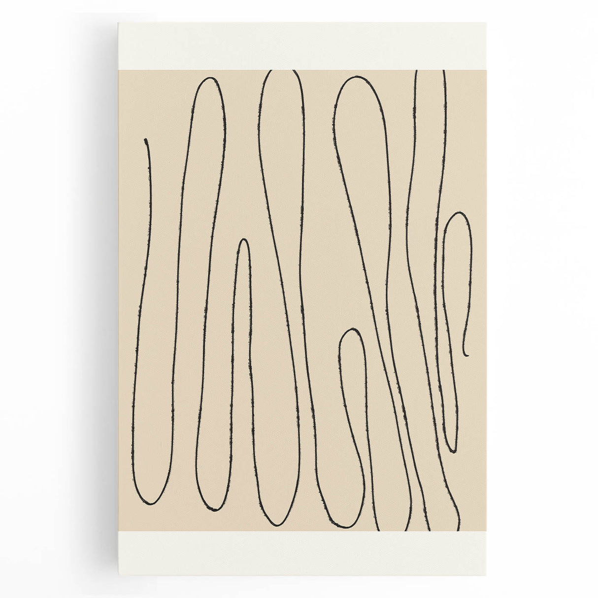 Minimalist Abstract Line Art – Modern Black and Beige Wall Art for Home Decor
