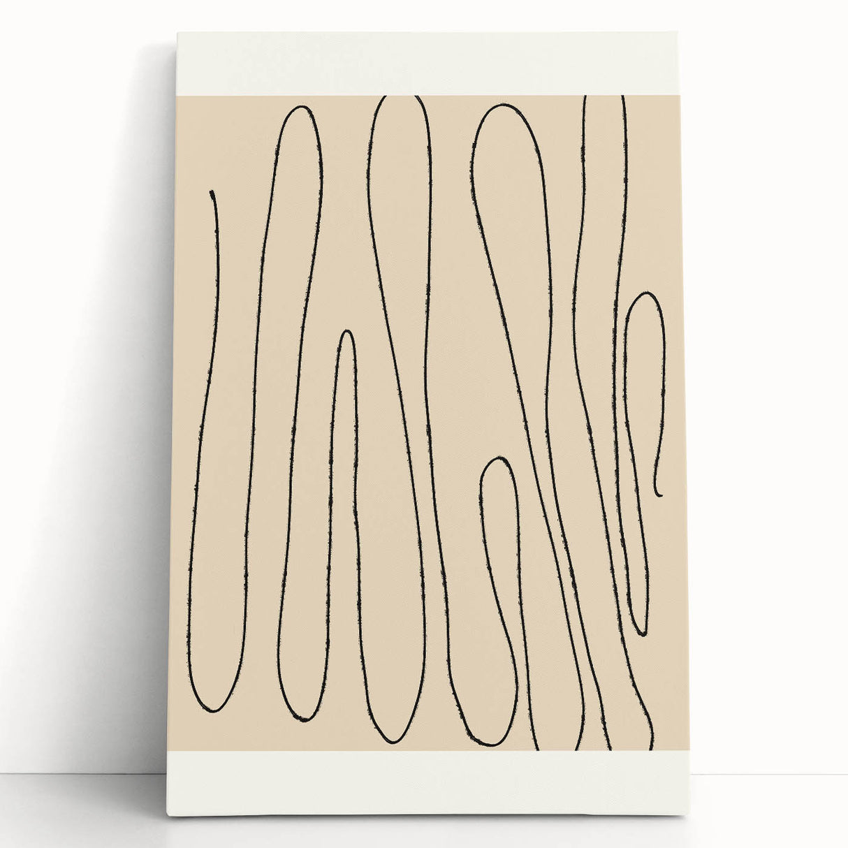 Minimalist Abstract Line Art – Modern Black and Beige Wall Art for Home Decor