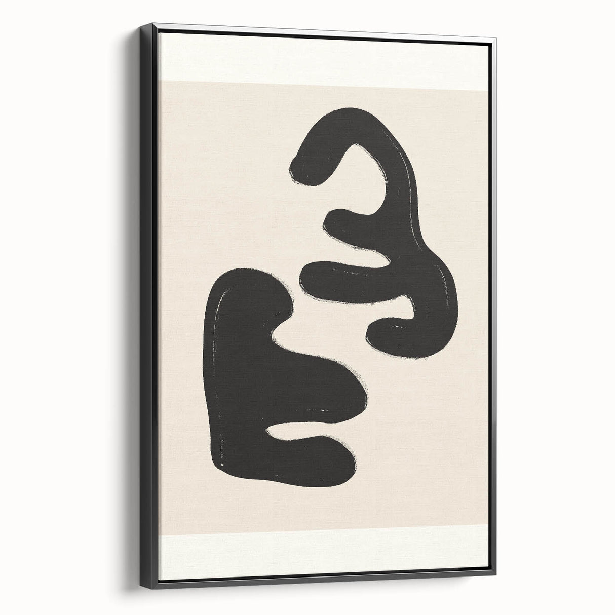 Minimalist Abstract Art – Bold Black and Beige Modern Wall Art for Home Decor