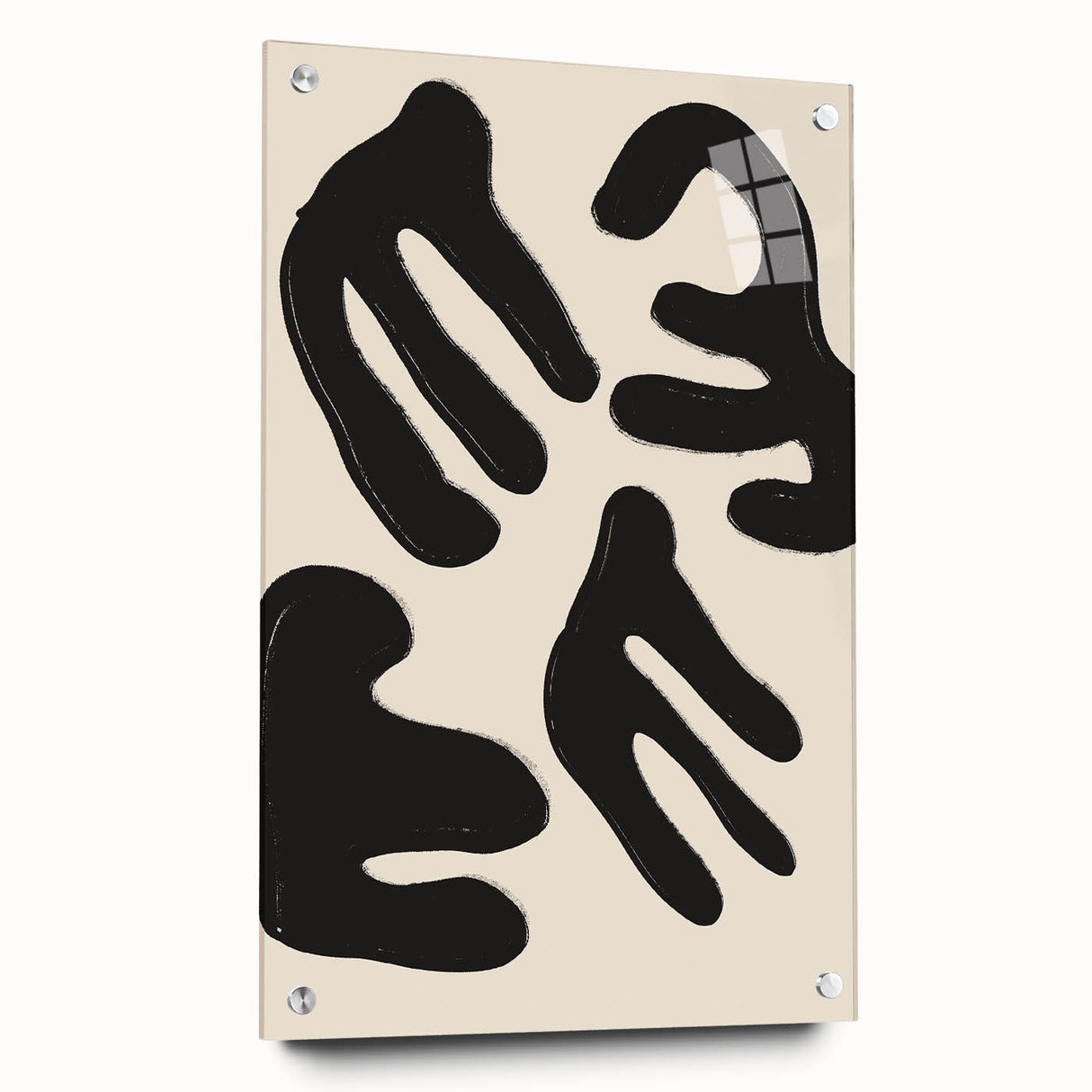Minimalist Abstract Art – Bold Black and Beige Modern Wall Print for Home Decor