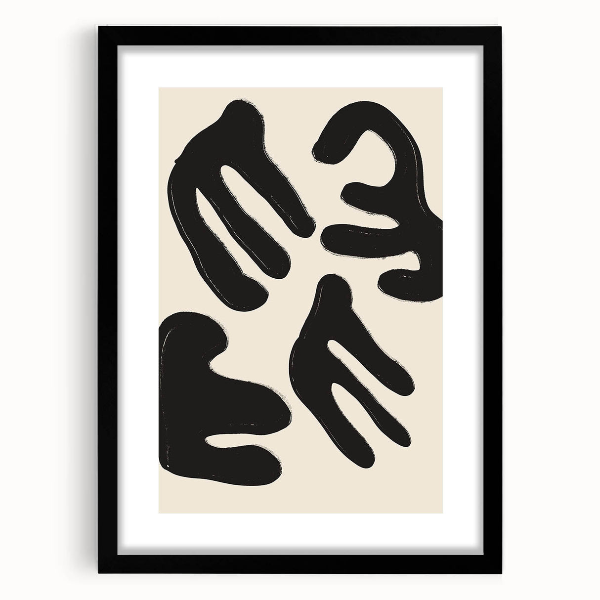Minimalist Abstract Art – Bold Black and Beige Modern Wall Print for Home Decor