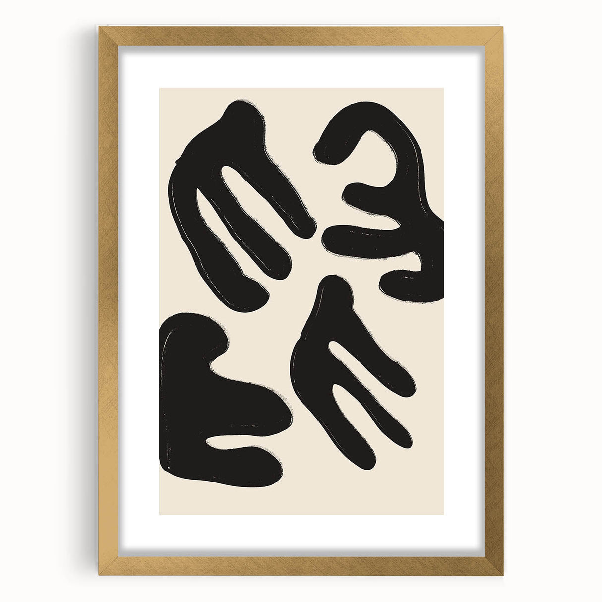 Minimalist Abstract Art – Bold Black and Beige Modern Wall Print for Home Decor