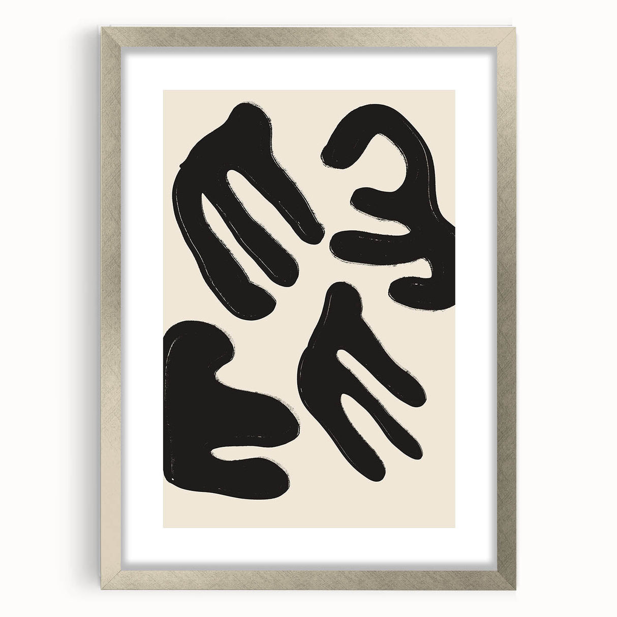 Minimalist Abstract Art – Bold Black and Beige Modern Wall Print for Home Decor